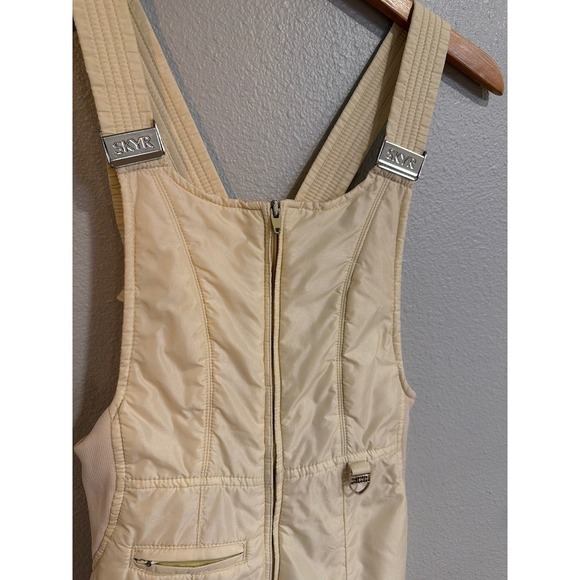 Skyr Ski Bib Overalls Womens Sm Ivory Quilted Vintage Snow Pants Gaper Day